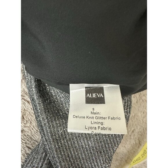 Alieva Women’s Pants DONNA TITANIUM FOILED METALLIC CHARCOAL Size S New - Picture 9 of 16